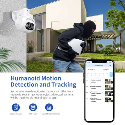 Security Camera HD 4MP Humanoid Detection Sound Alarm