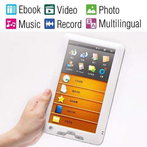 Ebook Reader 8 GB 7inch TFT color touch screen Ebook Reader with MP3/MP4/AVI
