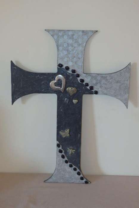 A GORGEOUS TALL WALL HANGING CRAFTED CROSS WITH BEAUTIFUL DETAILING AND FINISHINGS