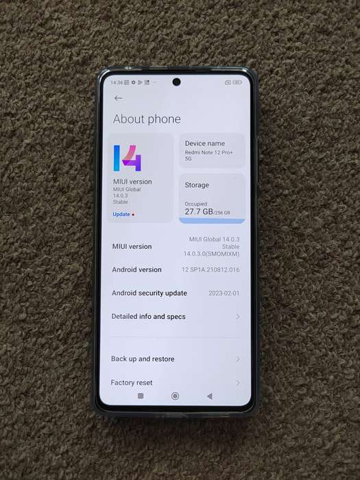 Xiaomi Redmi note 12 pro +PLUS 5G 256GB 11GB ram with box and original charger