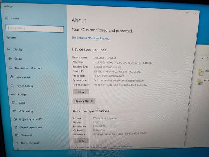 HP i7 6th gen Desktop 600 G3 Intel core i7-6700, 3.40GHz 4GB RAM, 500GB HDD