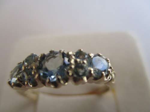 9ct Solid Yellow Gold and Genuine Aquamarines Ring
