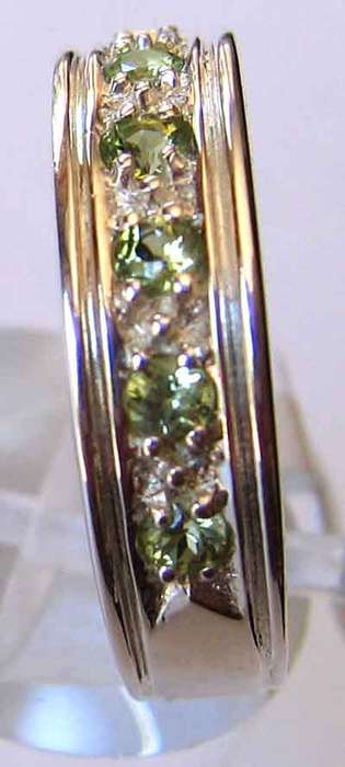 925 -Sterling Silver  and Genuine Peridot Half Eternity Ring