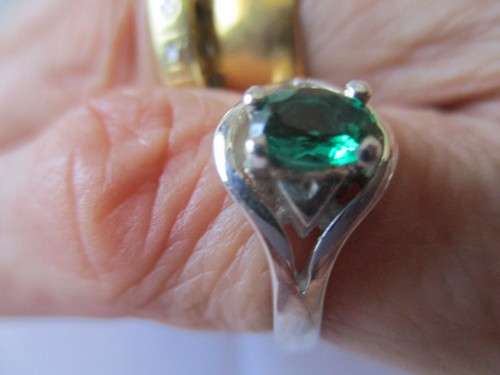 925 Sterling Silver  and  Green Topaz  Ring