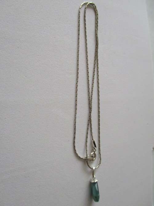 925 Sterling Silver Chain with Green Tourmaline Pendant