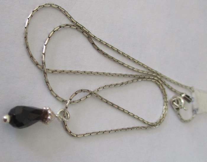 Sterling Silver Chain & Drop Black Onyx Penadant