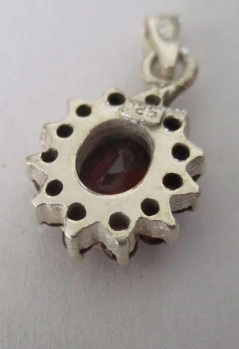 Sterling Silver and Genuine Garnets Pendant