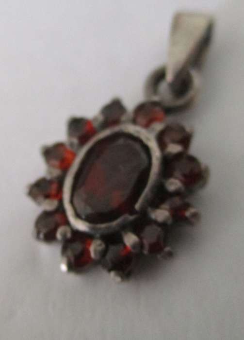 Sterling Silver and Genuine Garnets Pendant