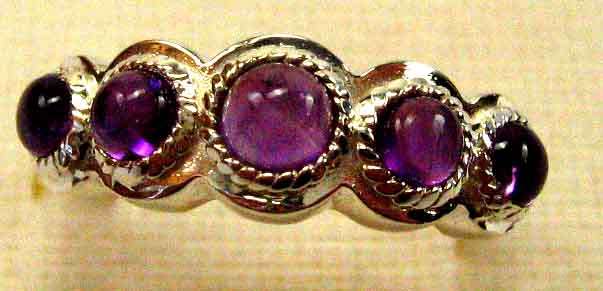 Genuine Amethysts in Sterling Silver Ring