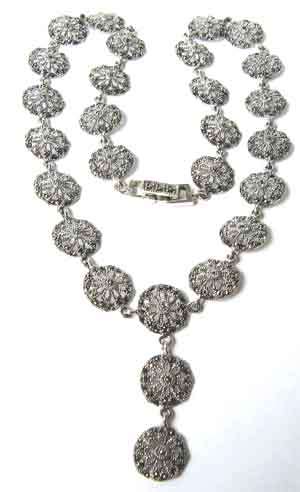 Sterling Silver and Marcasite  Necklace