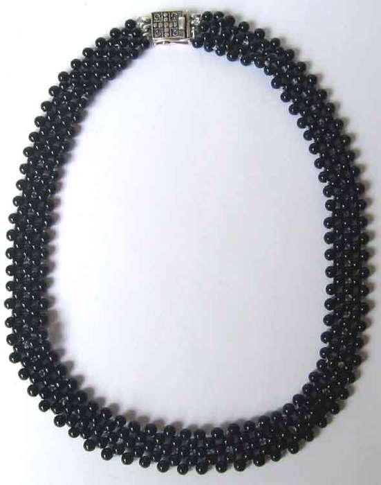Beautiful  Black Onyx & Silver clasp  Necklace
