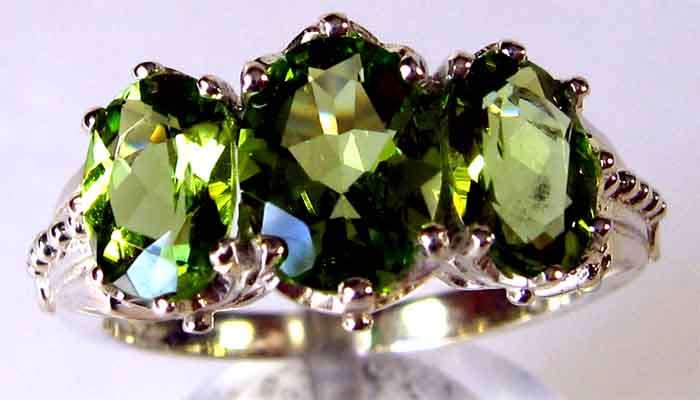Top Quality Peridots in Sterling Silver Ring.