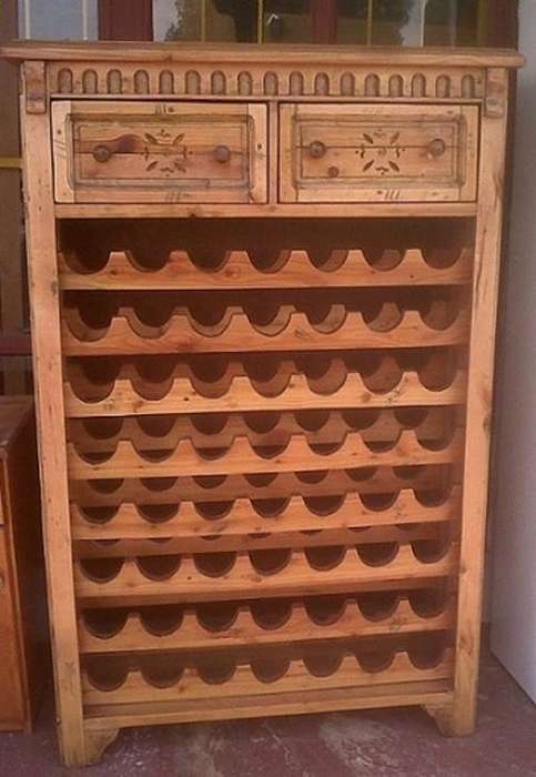 Wine Rack 56 Bottle With Two Draws, Canadian Pine, Great for Bars or Wine Collectors