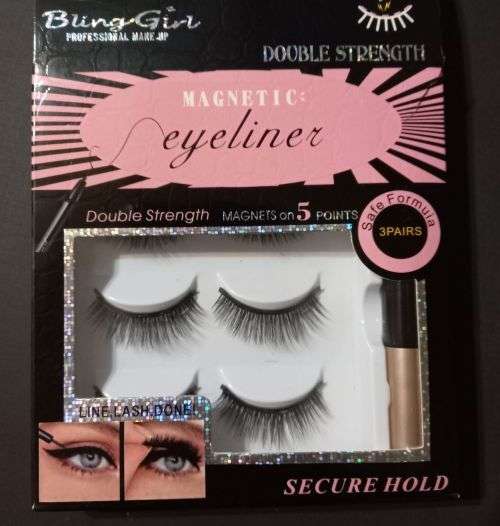 3 Pair Magnetic Eyeliner & Eyelash Set with free eyelash tool (5 Magnet eye lash)
