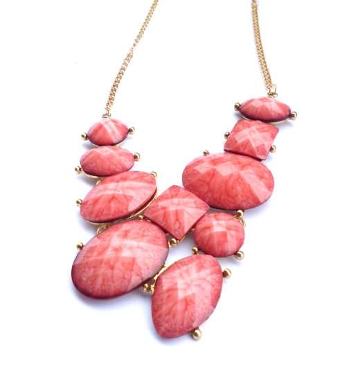 BUBBLE NECKLACE ON SALE = Costume brushed gold metal BUBBLE necklace in an organza bag