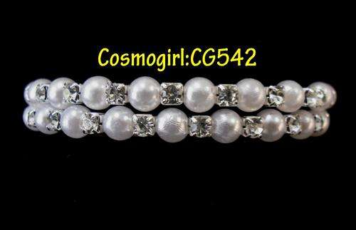 CRAZZZY R1 AUCTION - 2 ROWS DIAMANTE & PEARL WRAP BRACELET