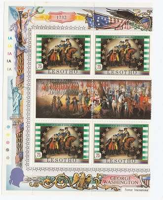 LESOTHO:1952: GEORGE  WASHINGTON : 250TH BIRTHDAY ANNIV  SET IN GUTTER BLOCKS OF 6 : LMM:14 SCANS