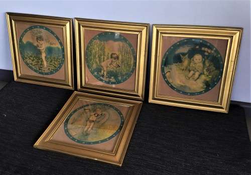 *VALUE R8000* ANTIQUE COMPLETE SET OF 4 NURSERY COLOURED LITHO PRINTS BY SB. PEARSE!!