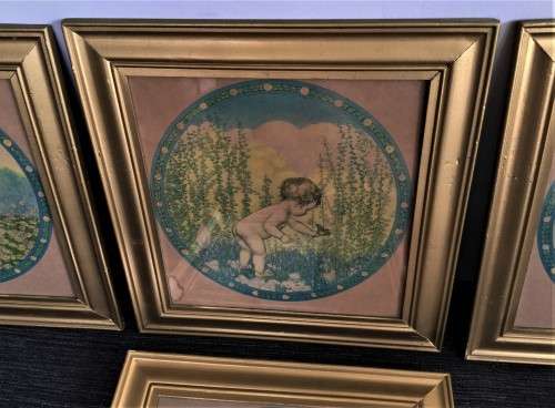 *VALUE R8000* ANTIQUE COMPLETE SET OF 4 NURSERY COLOURED LITHO PRINTS BY SB. PEARSE!!
