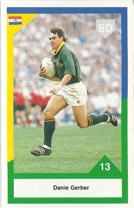 Springboks SA vs NZ 1992 Rugby Trading Card Danie Gerber