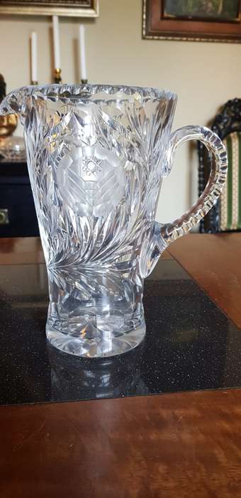 Beautiful Large Rose Cut Crystal Pitcher