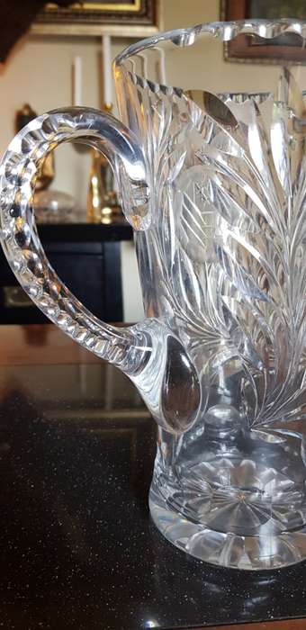 Beautiful Large Rose Cut Crystal Pitcher