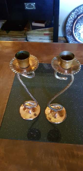 2  Vintage Copper Candelabra