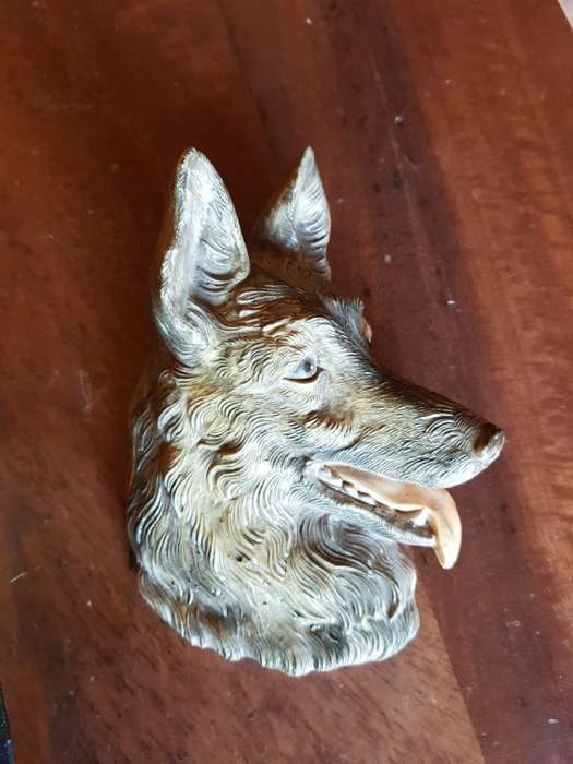 Vintage Depose Italy Porcelain Wall Hanging Alsatian Figurine