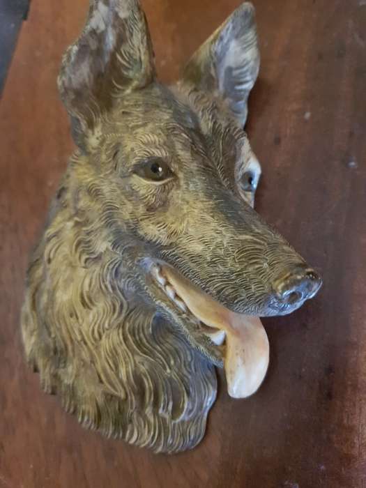 Vintage Depose Italy Porcelain Wall Hanging Alsatian Figurine