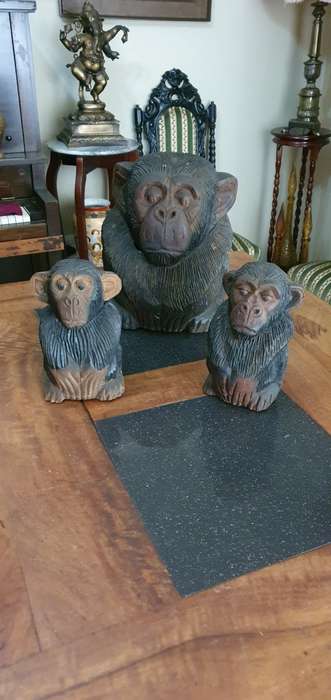 Three Monkey Figurine Containers