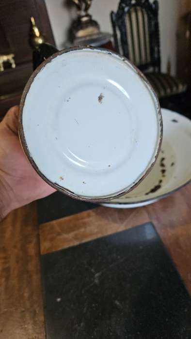 Vintage Enamel Basin & Jug