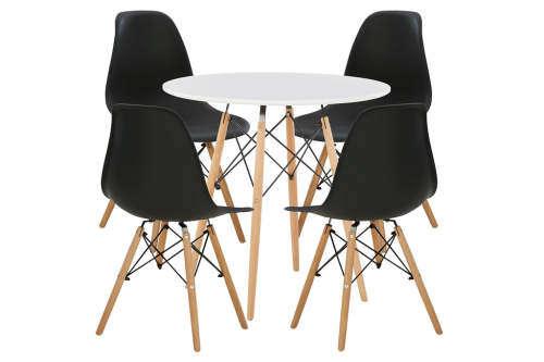 5 Pieces Of Nordic Style Eames Chairs With Round Table Dining Set - White