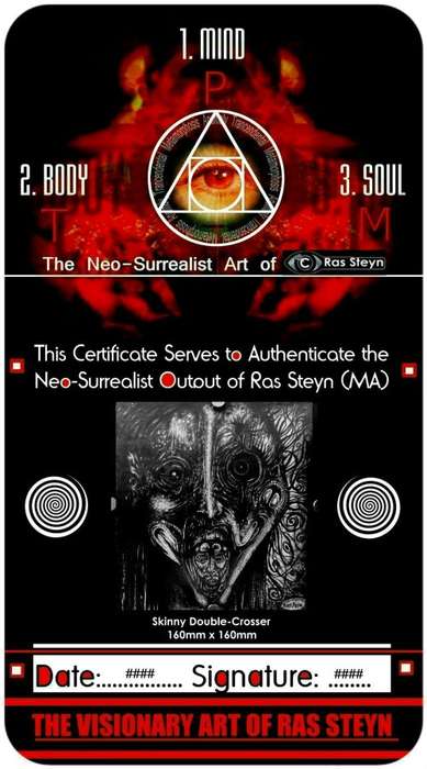 VISIONARY SURREALISM: `Skinny Double-Crosser` - Original Lead Drawing by Surrealist Ras Steyn (MFA)