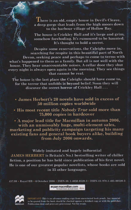The Secret of Crickley Hall by JAMES HERBERT - First UK Edition HARDCOVER - MacMillan: 2006 Edition