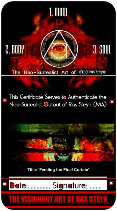 Original Surrealism: `Feeding the Final Curtain I` by Surrealist Pioneer Ras Steyn - Canvas 1/1*