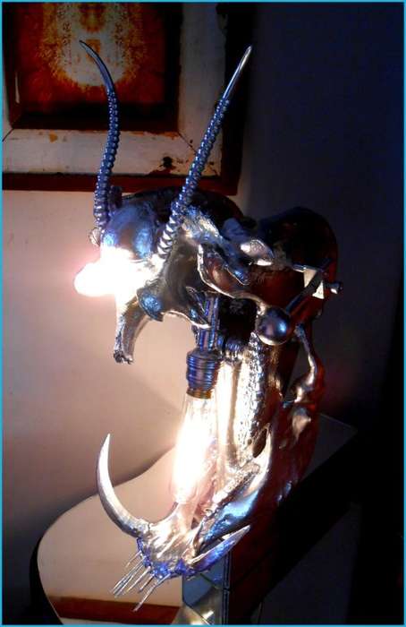 Title: `Taxonomic African Totem` - Large Orgonomical Skeletal Ambient Lamp by Ras Steyn [MFA]