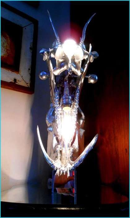 Title: `Taxonomic African Totem` - Large Orgonomical Skeletal Ambient Lamp by Ras Steyn [MFA]