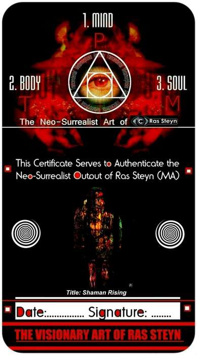 `Shaman Hunter` by Surrealist Artist Ras Steyn, Single Edition Luxury Gloss Print: 297mm X 420mm 1/1