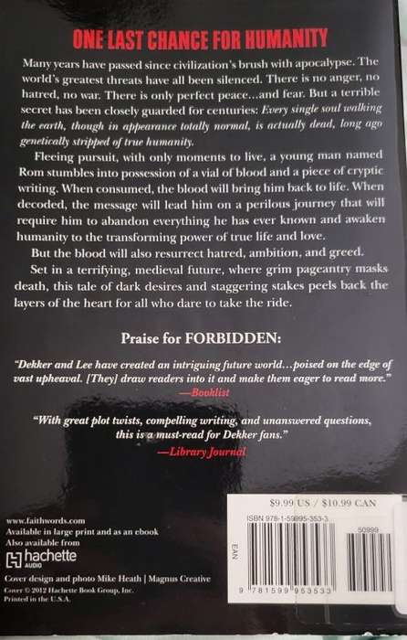 TED DEKKER & TOSCALEE: Forbidden - Hodder & Stoughton - 2012 - Excellent Condition*