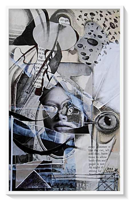 Abstract Surrealism: `Clemente on the Catwalk` by Surrealist Artist Ras Steyn - Collage Drawing 1/1