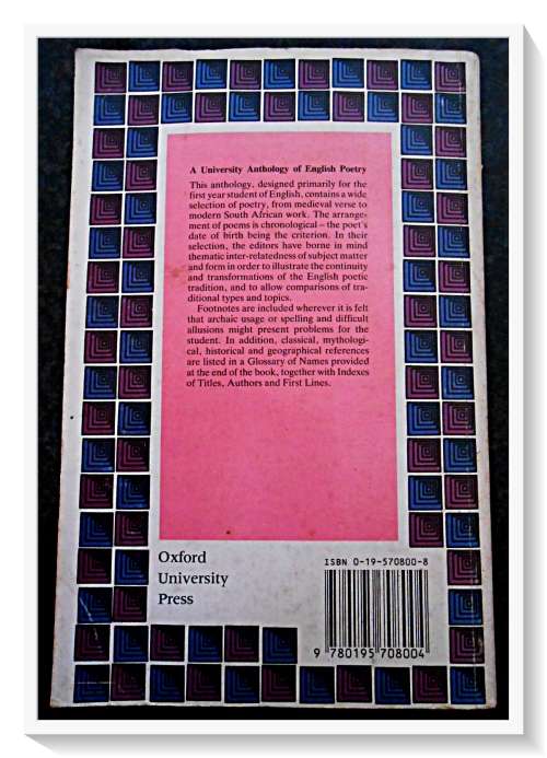 A University Anthology of English Poetry - Oxford Uni. Press.  (Total of 386 POEMS) Fair to Good:B-