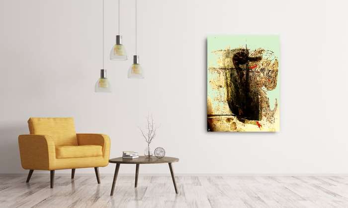 Original Abstraction: Title: Mesolithic Relic by Surrealist Pioneer Ras Steyn - Single Edition 1/1