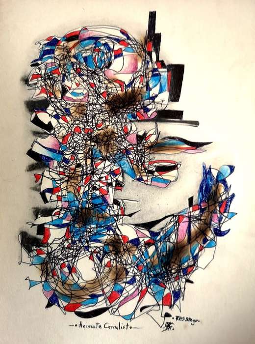 Original Abstract Drawing: Animate Carnalisto Effect by South African Surrealist Ras Steyn - 50% OFF