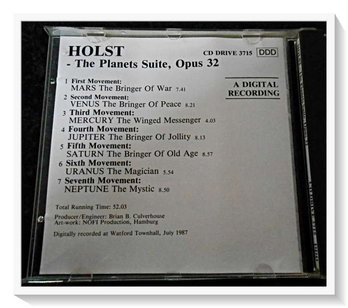 HOLST: The Planet Suite - Opus 32 - DDD - The Royal Philharmonic Orchestra - Condition: Excellent*