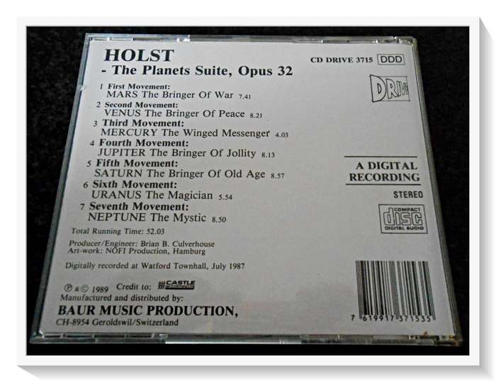 HOLST: The Planet Suite - Opus 32 - DDD - The Royal Philharmonic Orchestra - Condition: Excellent*