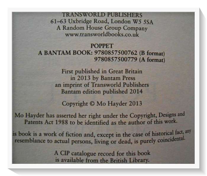 MO HAYDER: Poppet - Horror/Thriller - Softcover - BAMTAM BOOKS - 2014 - Condition: B+