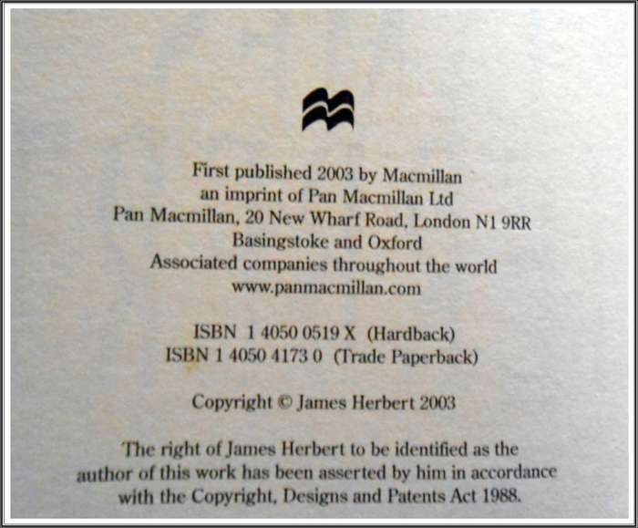 NOBODY TRUE James Herbert - First Edition + 1st Impression - UK 2003 Large Hardcover - Condition: B+