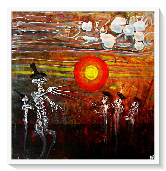 Original Human-Centred Art: `The Tall Man` by Fine Artist Ras Steyn - 300mm by 300mm (Acrylic)