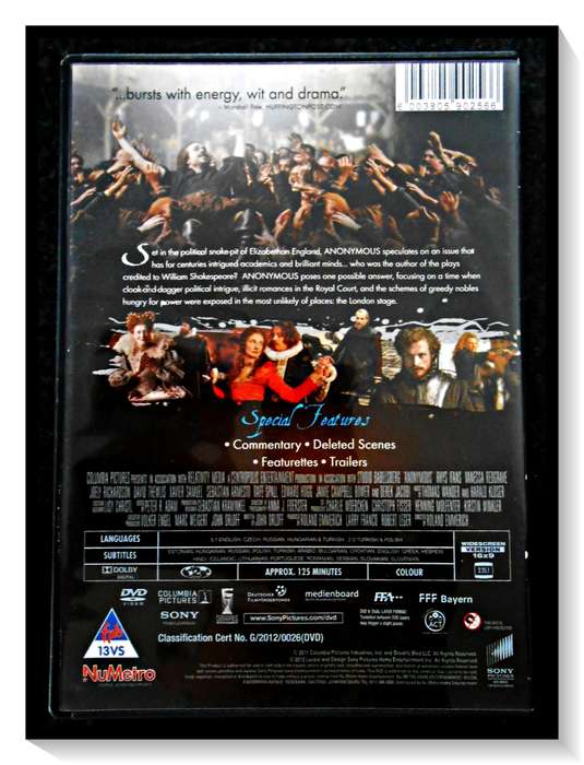 Anonymous - Drama/Classic - DVD - AR: 2-13 - Disc and Casing in Very Good/Like New Condition*