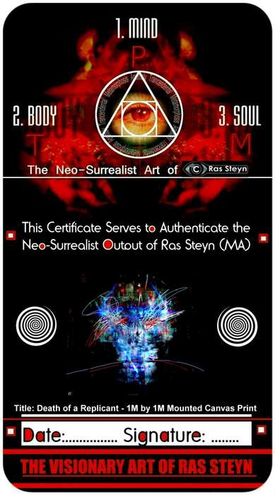 Abstract Photography: `Death of a Replicant` by Ras Steyn (MFA) - 1M by 1M (Large) Canvas Mounted*